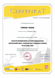 PHP Prometeo - Tomasz Kozak - certyfikat
